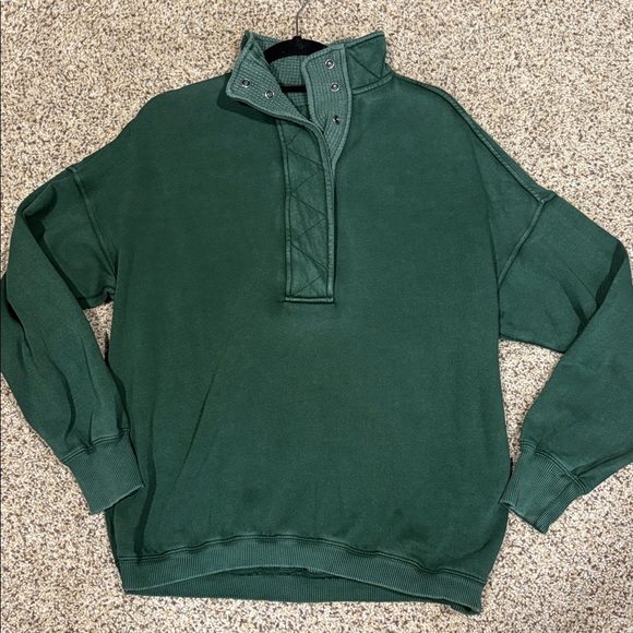 Aerie Oh Snap! Sweatshirt Green Pullover Sweatshirt - Picture 2 of 4